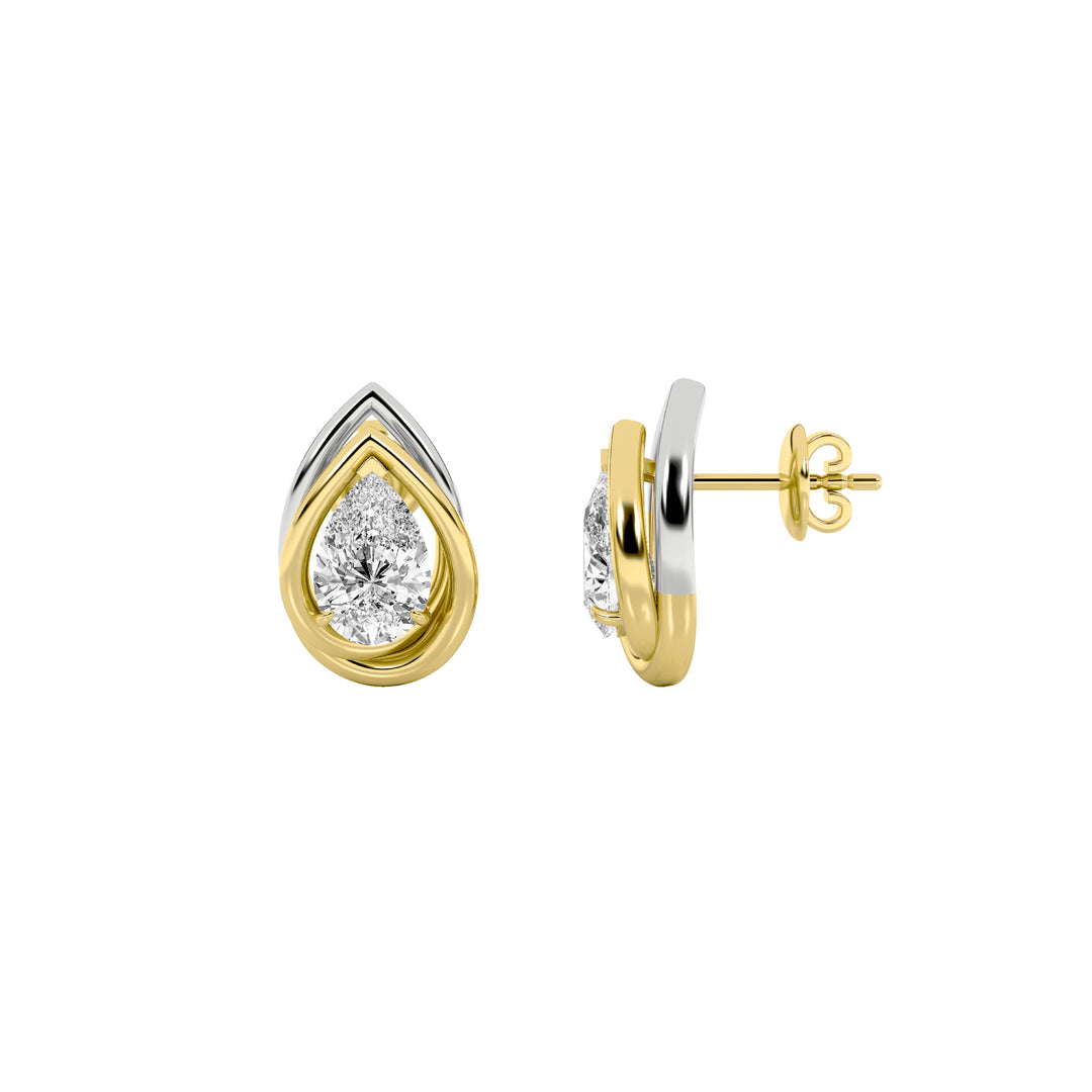 14K Two-Tone White/Yellow Gold Lab Diamond Stud Earrings 3ctw F+VS+
