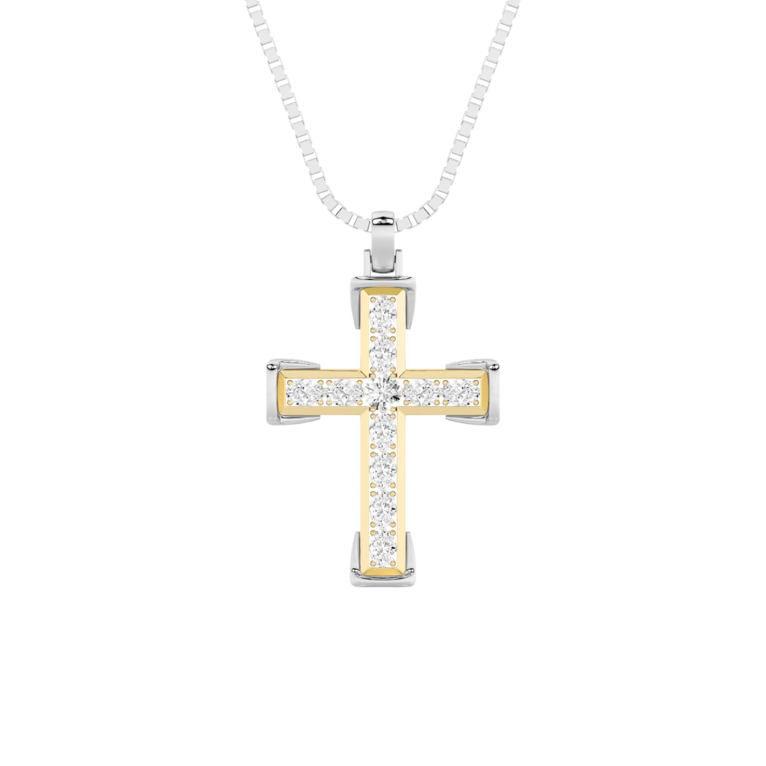 14K White Gold Lab Diamond Religious Pendant 3ct