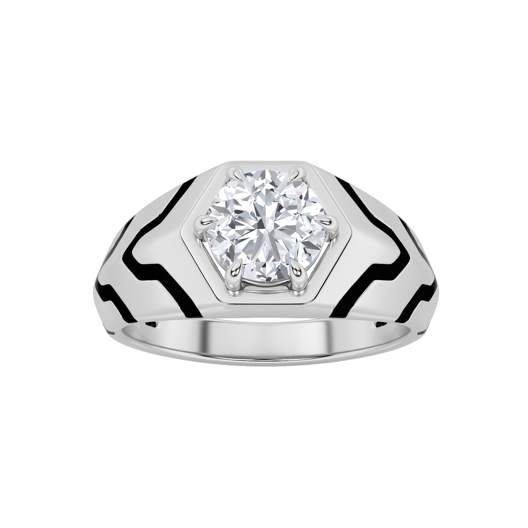 14KW 1.5ct Lab Diamond Solitaire Mens Ring