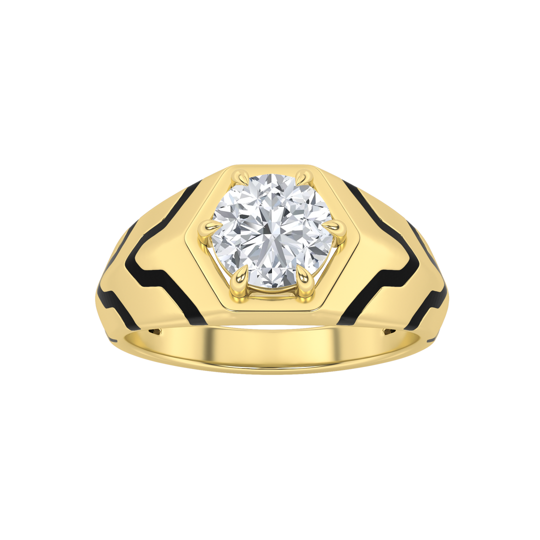 14K Yellow Gold 1.5CT Lab Diamond Mens Solitaire Ring