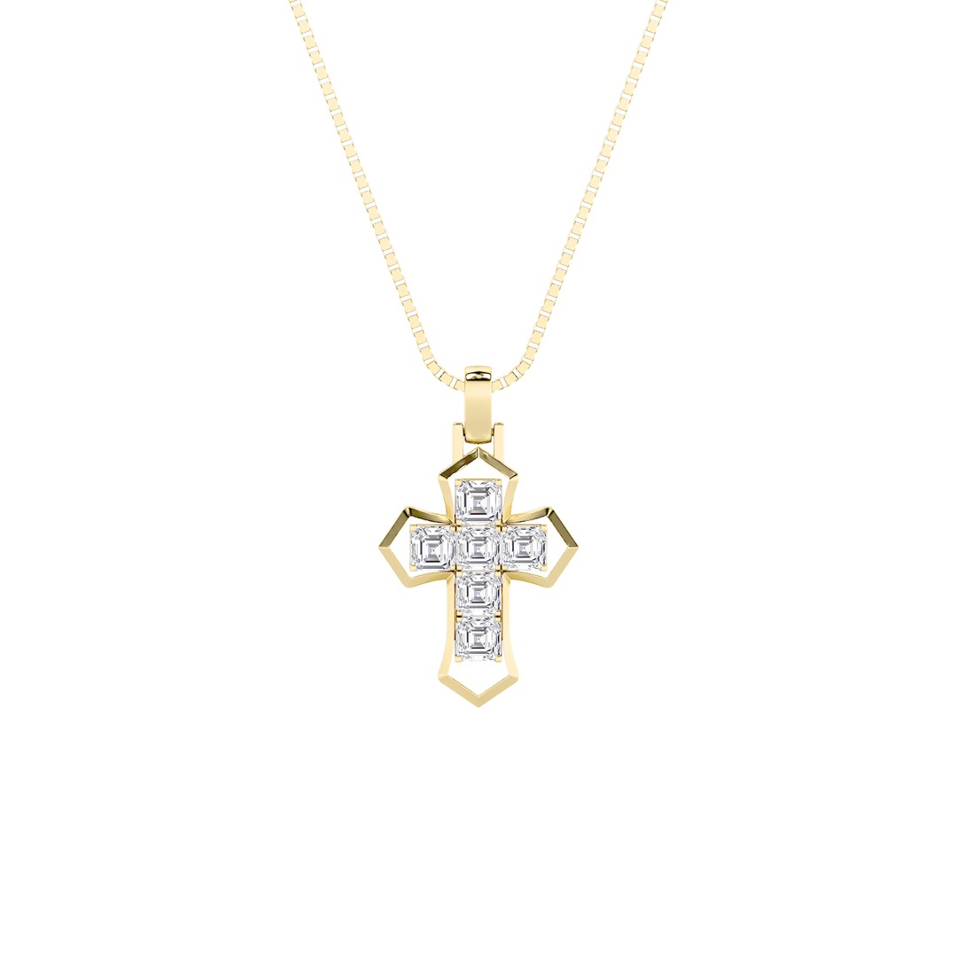 14K Yellow Gold 6ctw Lab Diamond Religious Pendant