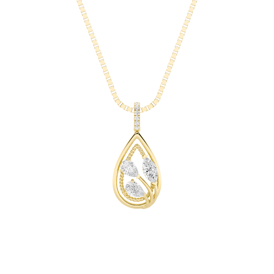 14KY 1ct Lab Diamond Marquise Pendant