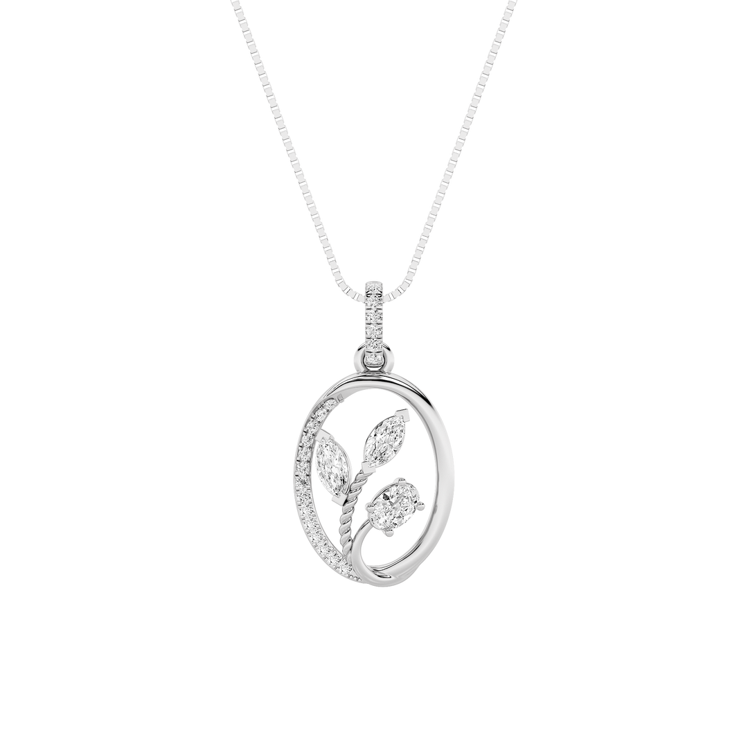 14K White Gold Lab Diamond Oval Pendant 1ctw