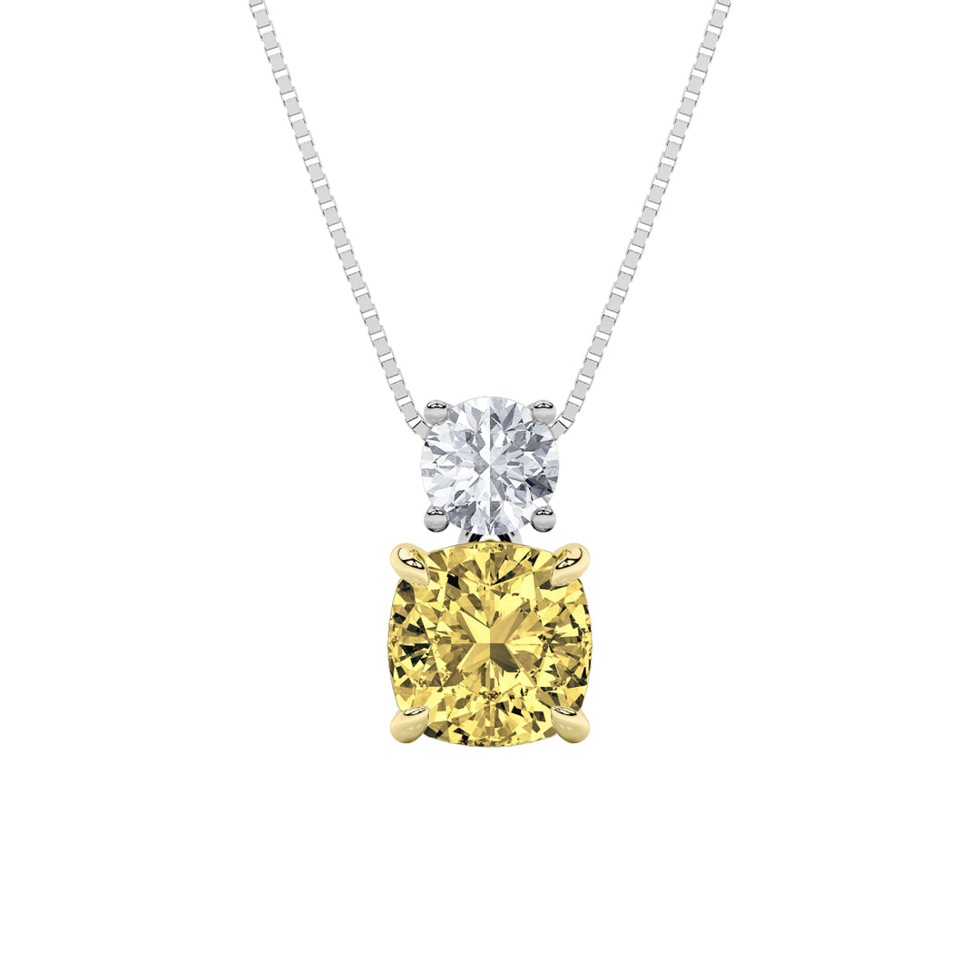 14K WY 2.5ct Lab Diamond Pendant Necklace