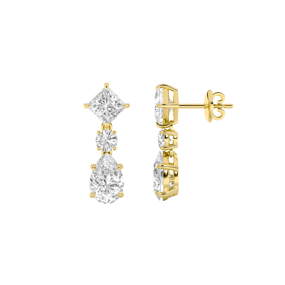 14KY 1ct Lab Diamond Precision Dangle Drop Earrings