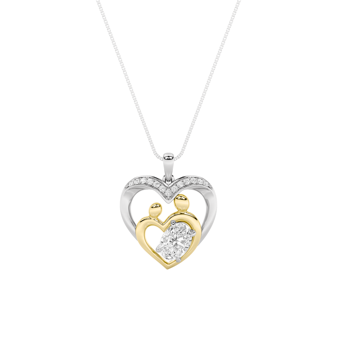 14K WY 3.5ct Lab Diamond Oval Pendant