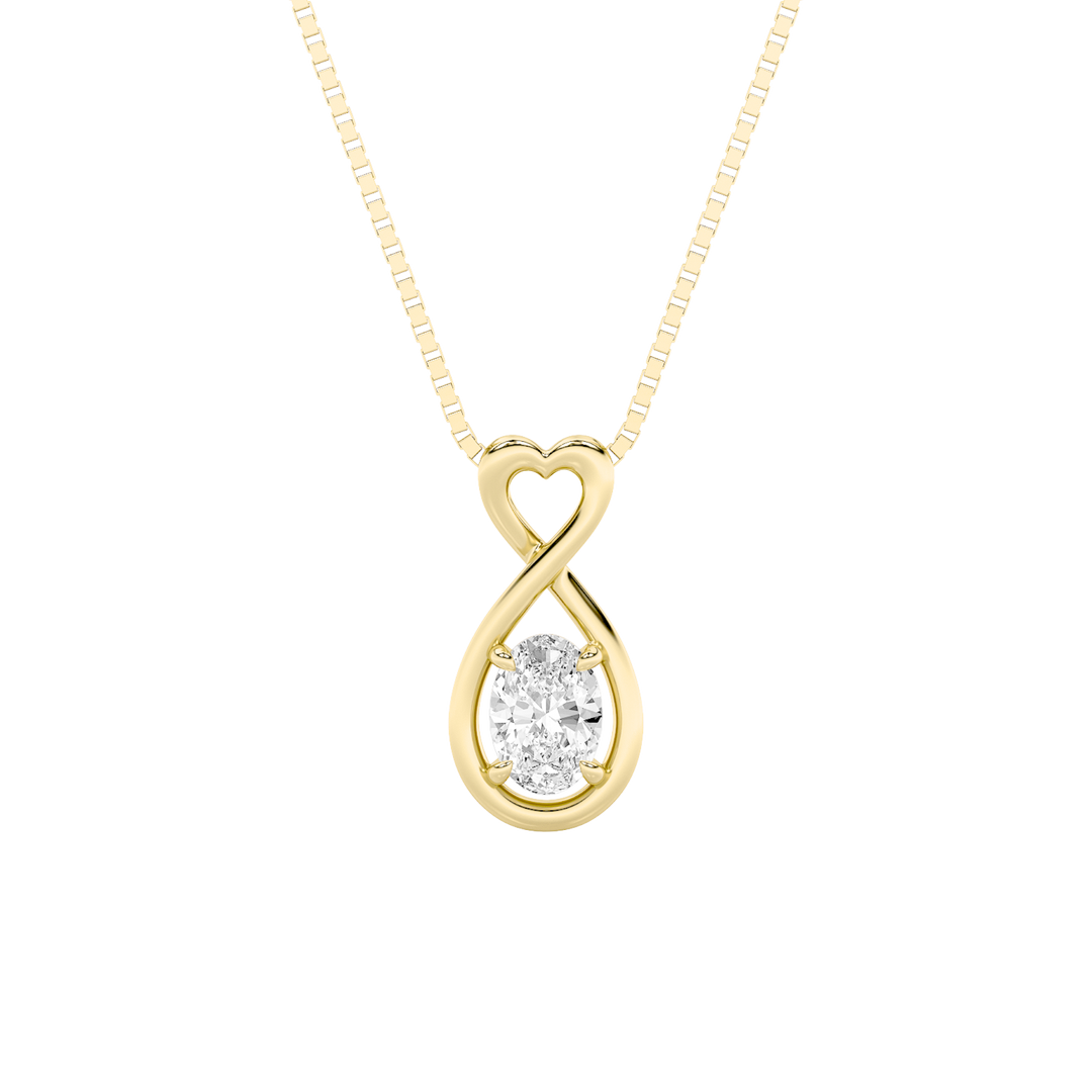 14KY 1ct Lab Diamond Oval Solitaire Pendant