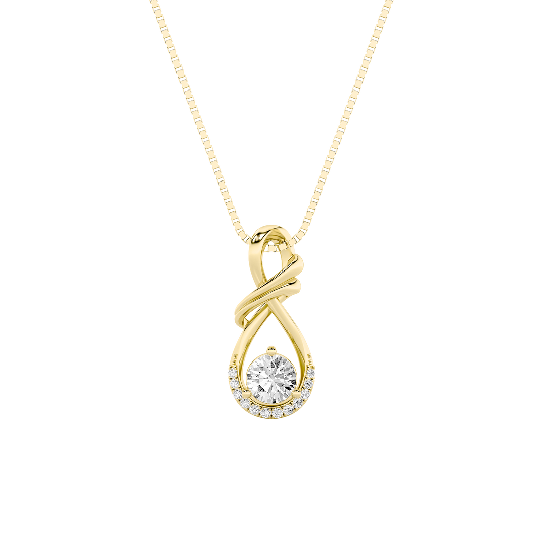14K Yellow Gold Lab Diamond Halo Pendant 1ctw
