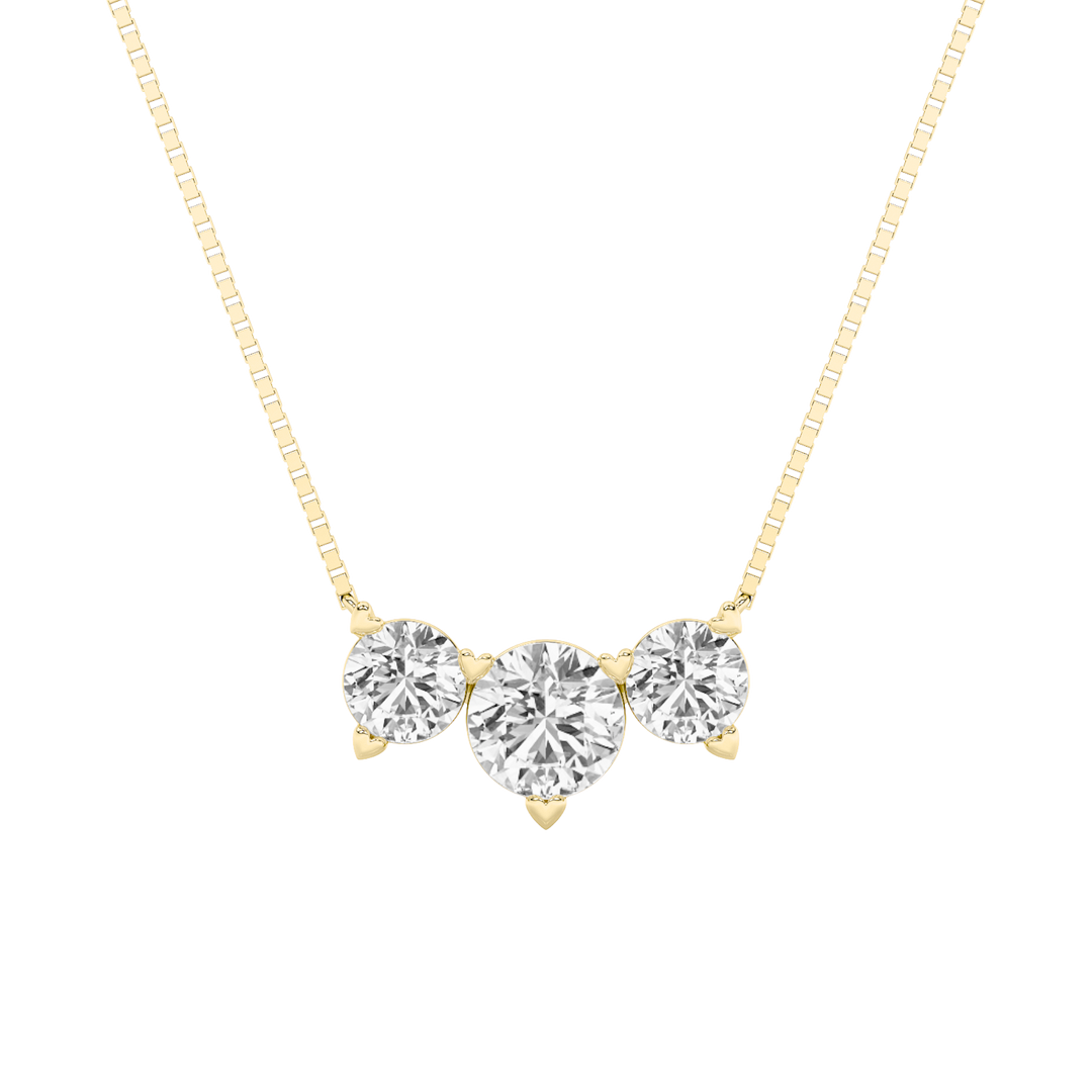 14K Yellow Gold 2ct Lab Diamond Three-Stone Pendant