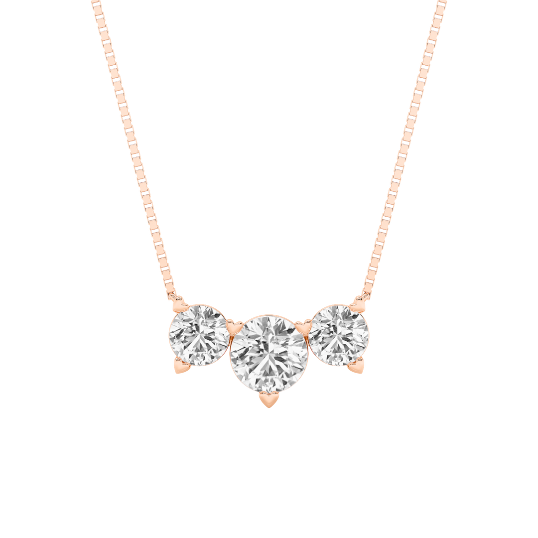 14KR 2ctw Lab Diamond Three-Stone Pendant Necklace