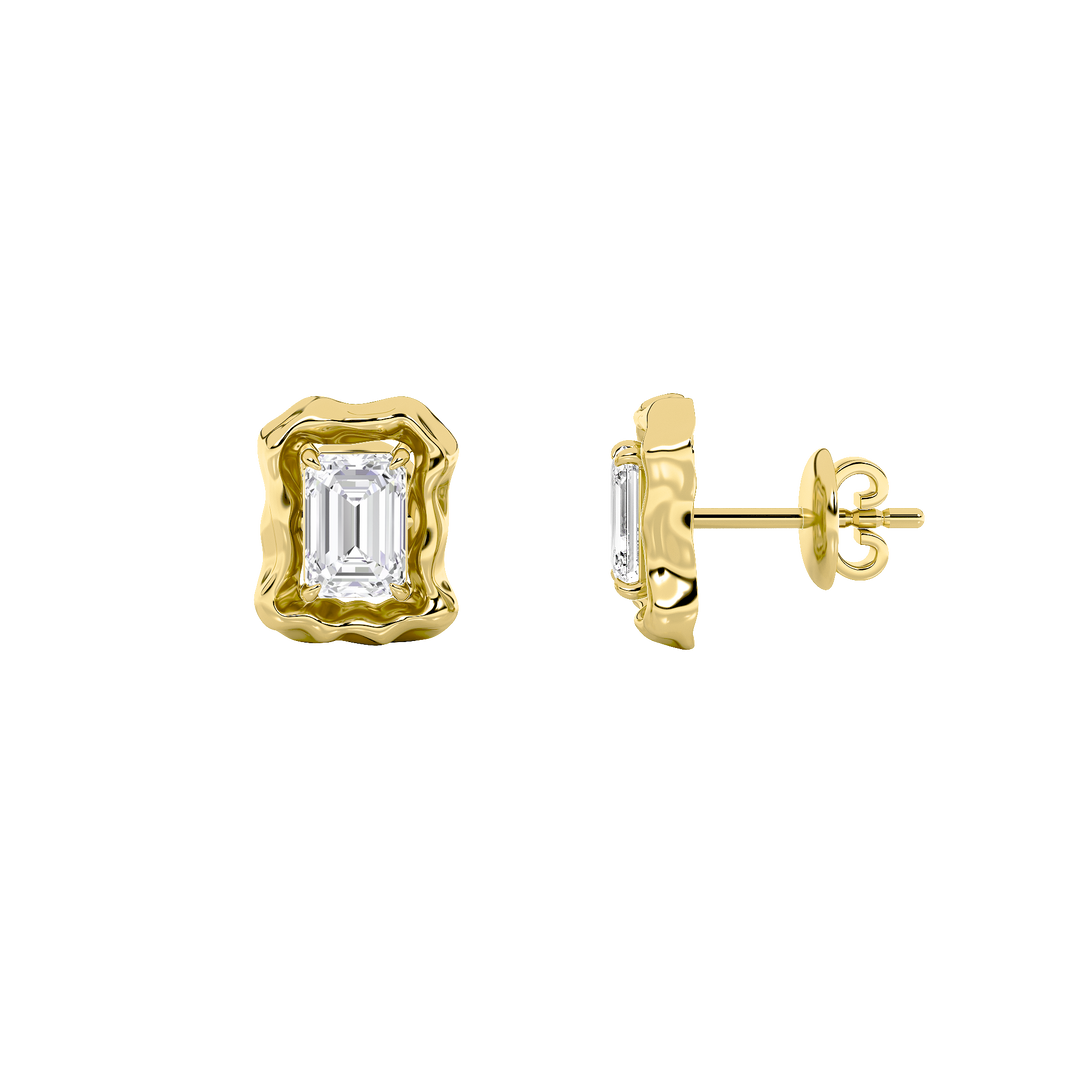 14KY 1.5ct Lab Diamond Emerald Stud Earrings