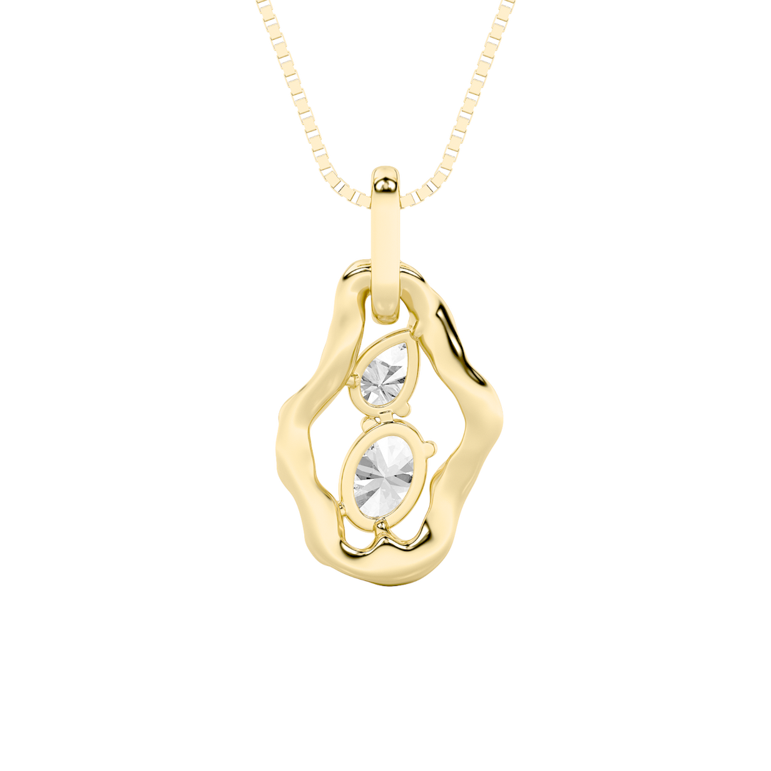 14KY 1ct Oval Lab Diamond Pendant in F+VS+ Grade