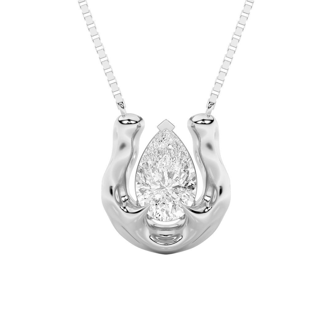 14K White Gold Lab Diamond Solitaire Pendant 1ct