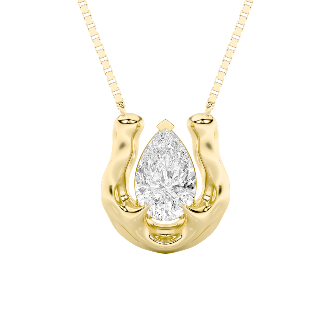 14KY 1ct Lab Diamond Solitaire Pendant Necklace