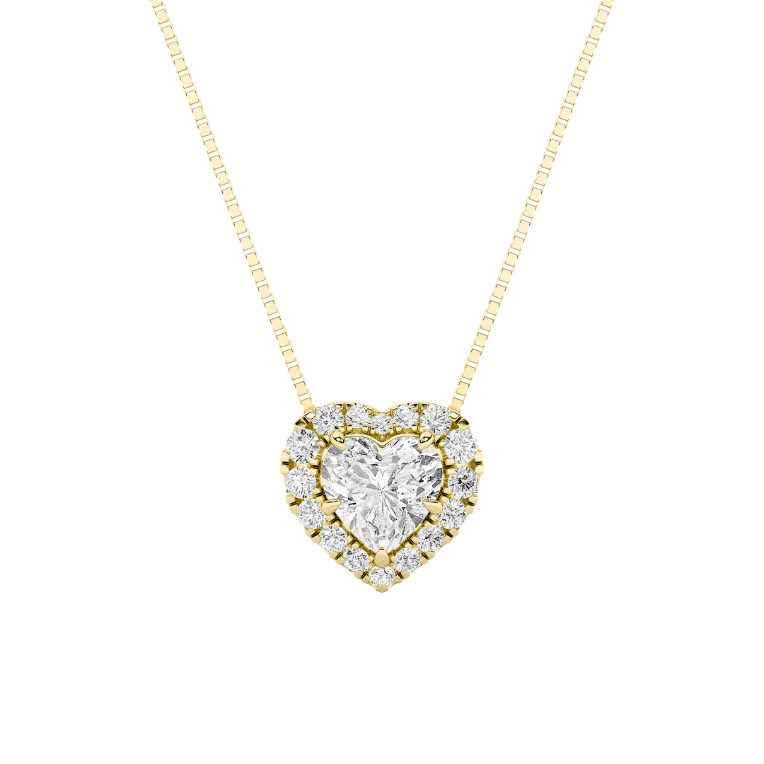 14KY Lab Diamond Halo Pendant 1.22ct F+VS+