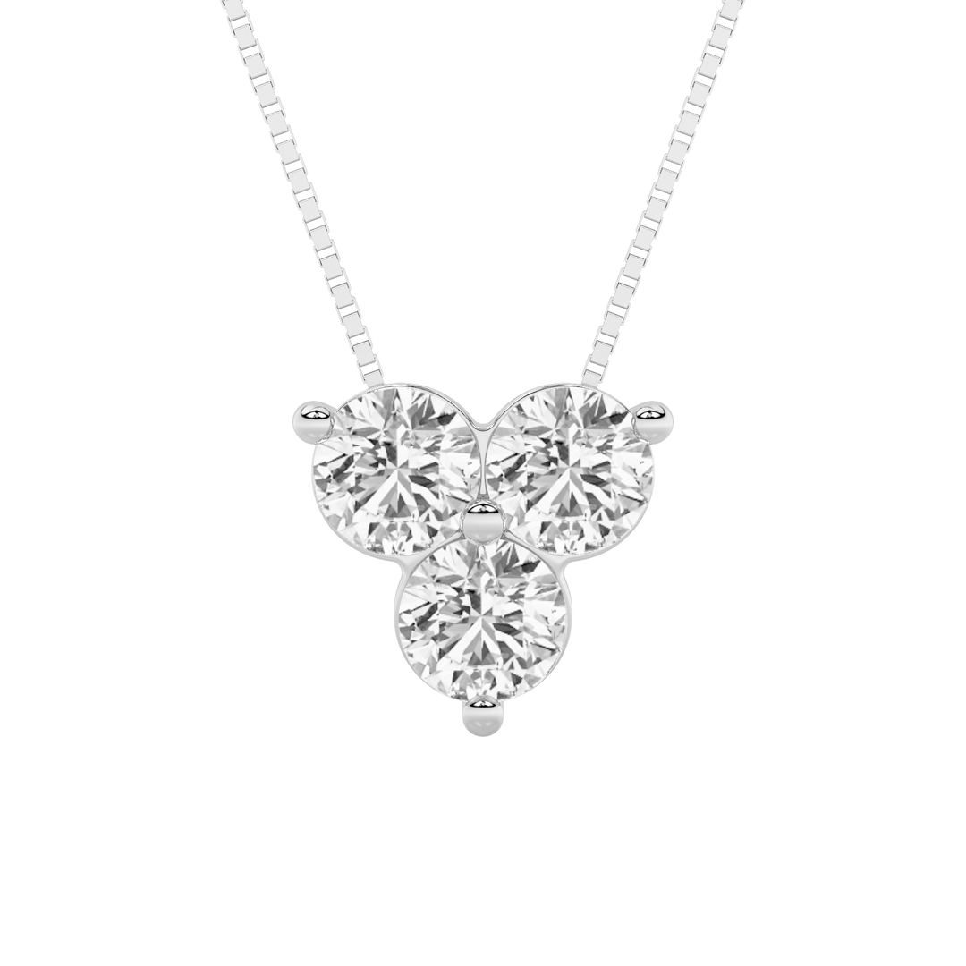 14K White Gold Lab Diamond Cluster Pendant 1ctw