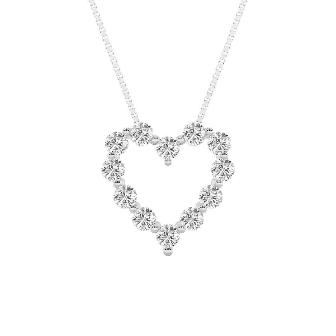 14K White Gold Lab Diamond Cluster Pendant 2ct