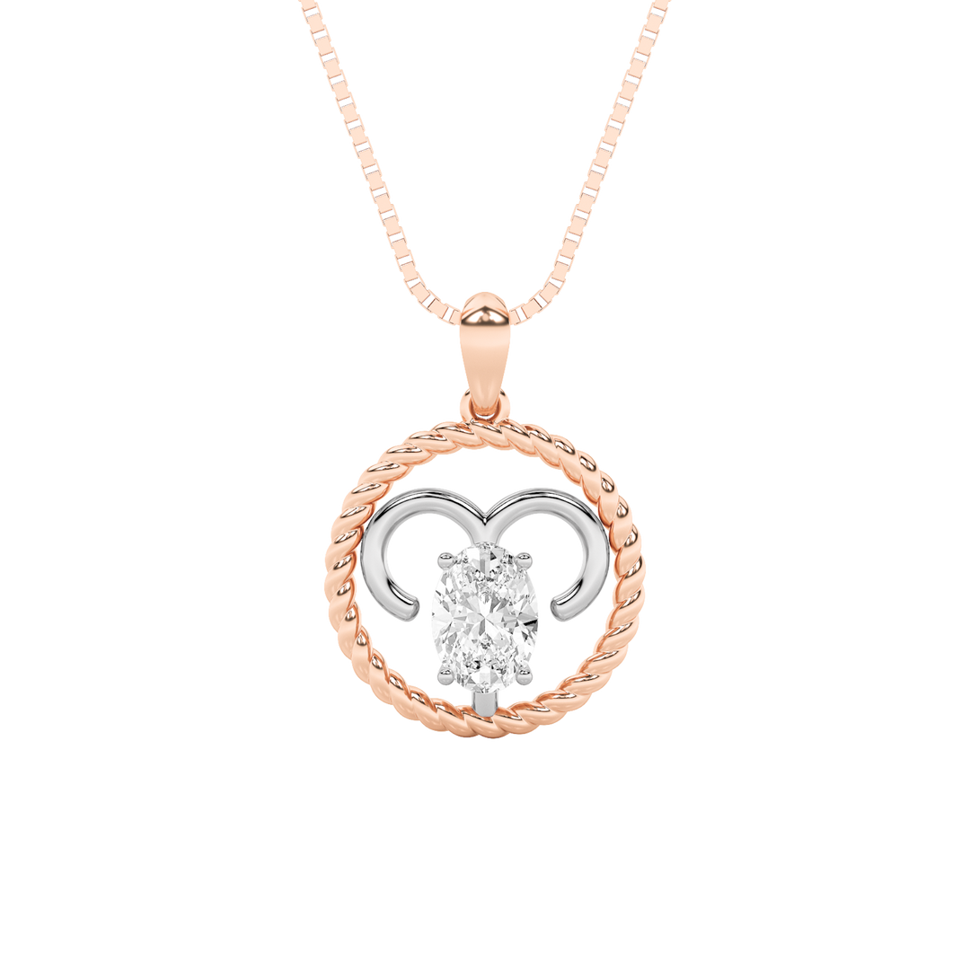 14K RW 1ct Lab Diamond Oval Solitaire Pendant