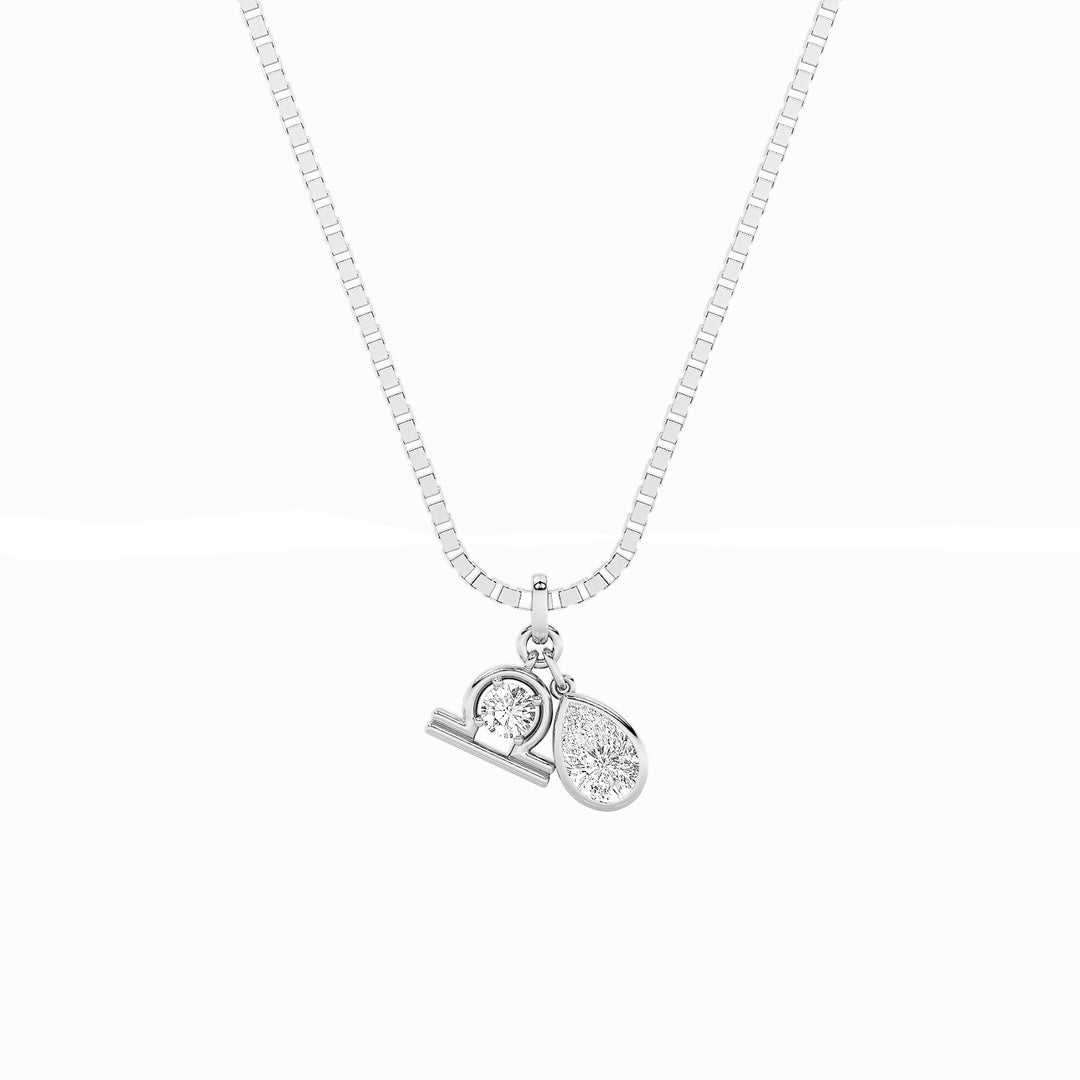 14KW 1ct Lab Diamond Pear Solitaire Pendant Necklace