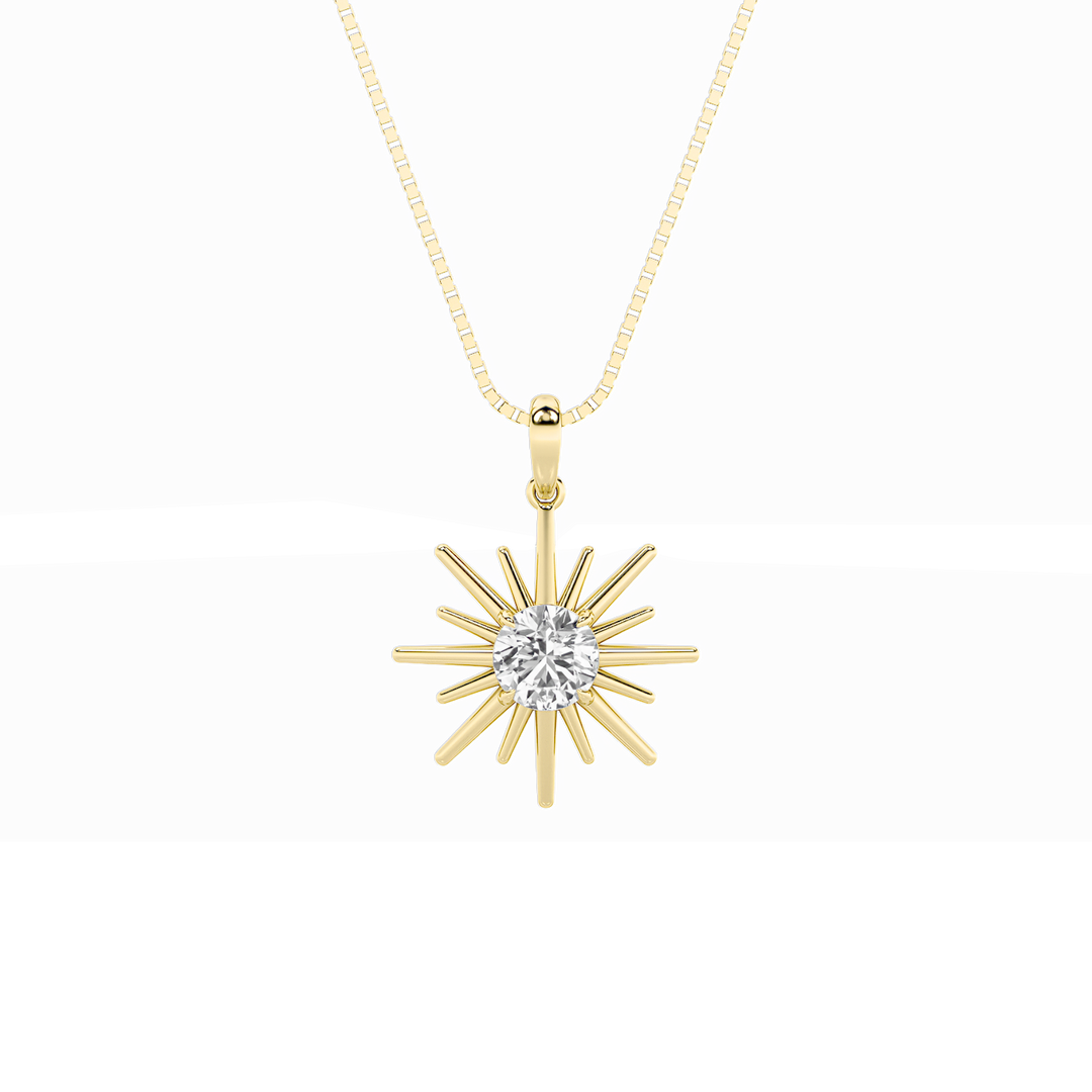 14K Yellow Gold 1.5ct Round Lab Diamond Pendant