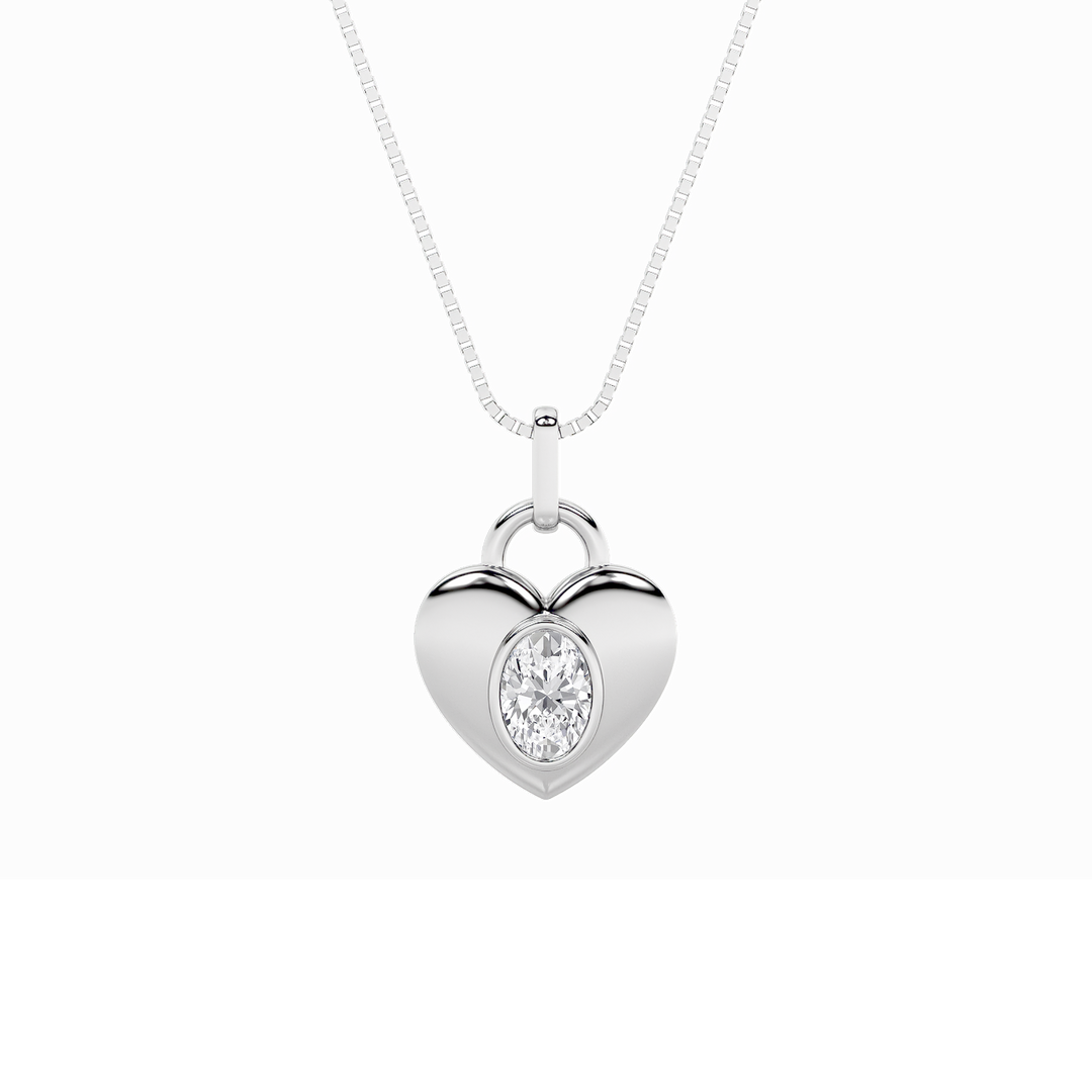 14K White Gold Lab Diamond Solitaire Pendant 0.97ct