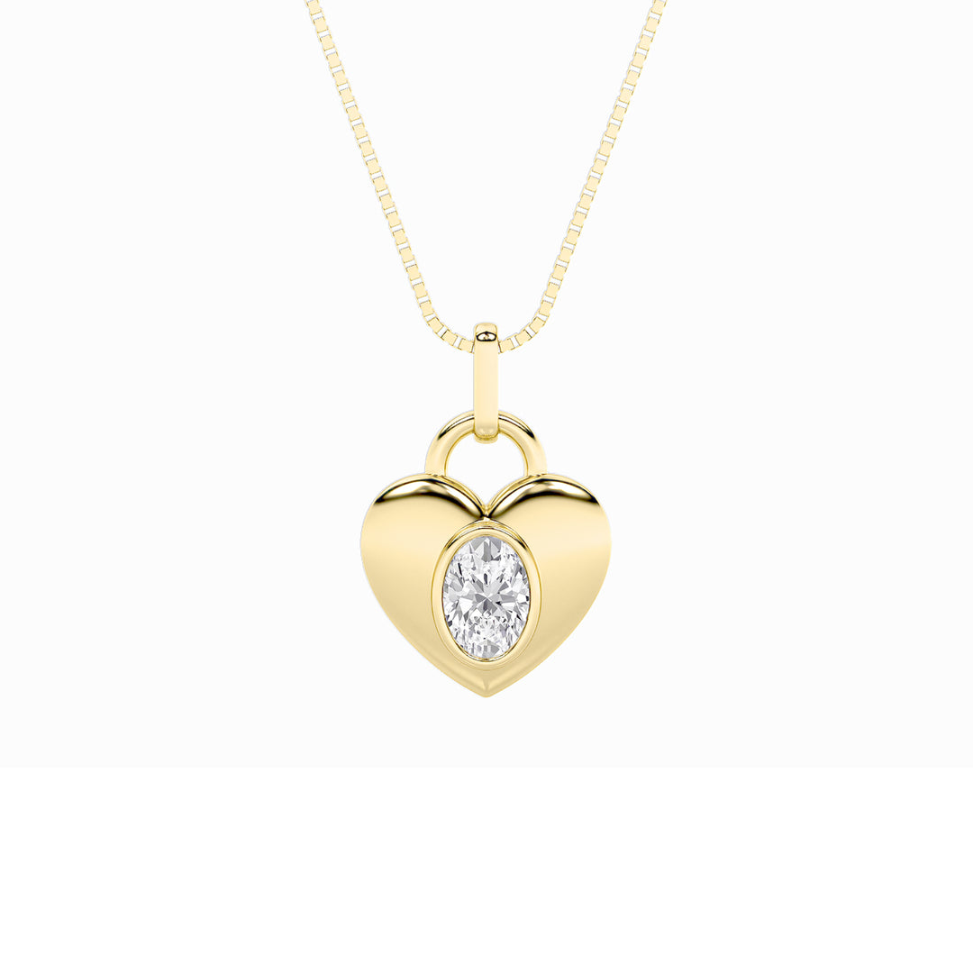 14KY 1ct Lab Diamond Oval Solitaire Pendant