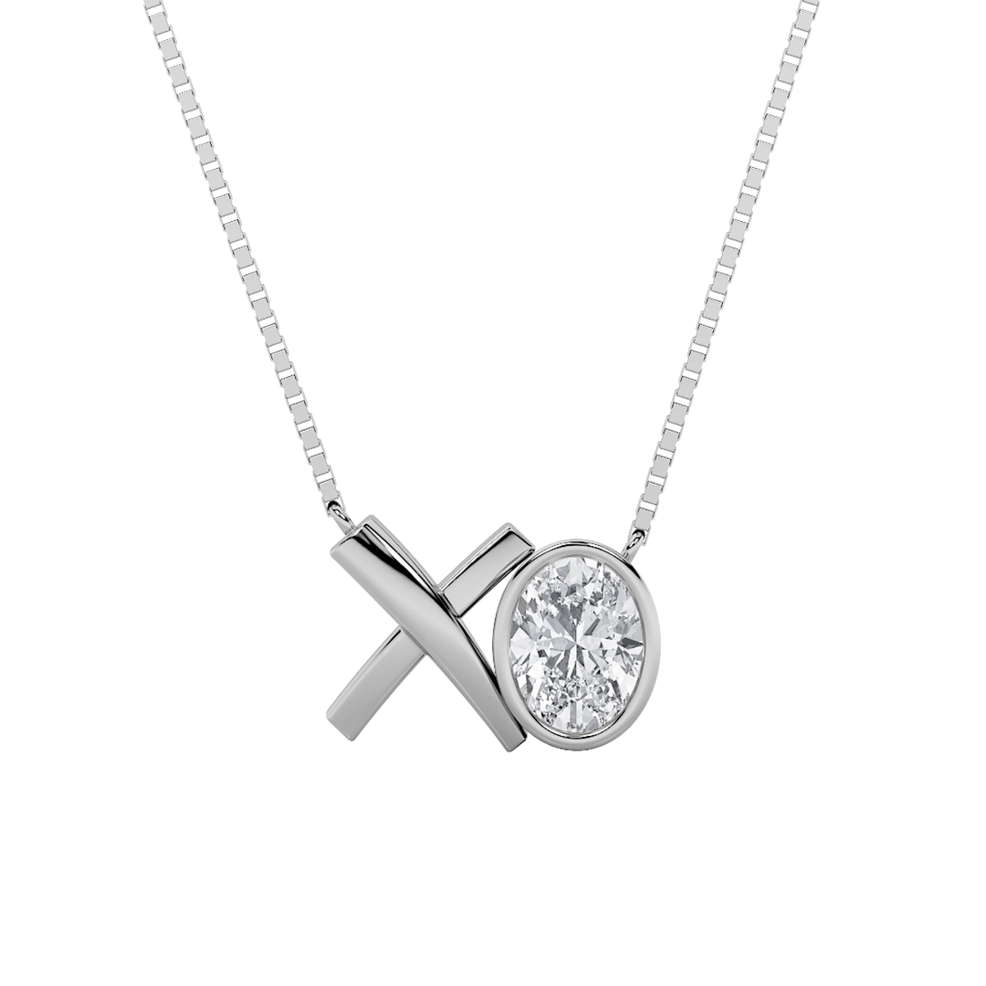14KW 1.5ct Lab Diamond Oval Religious Pendant