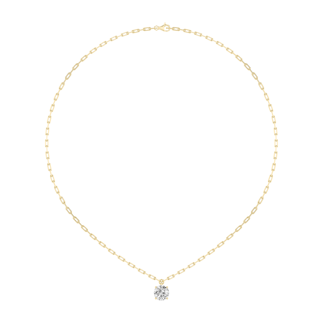 14K Yellow Gold Lab Diamond Solitaire Necklace 2ct