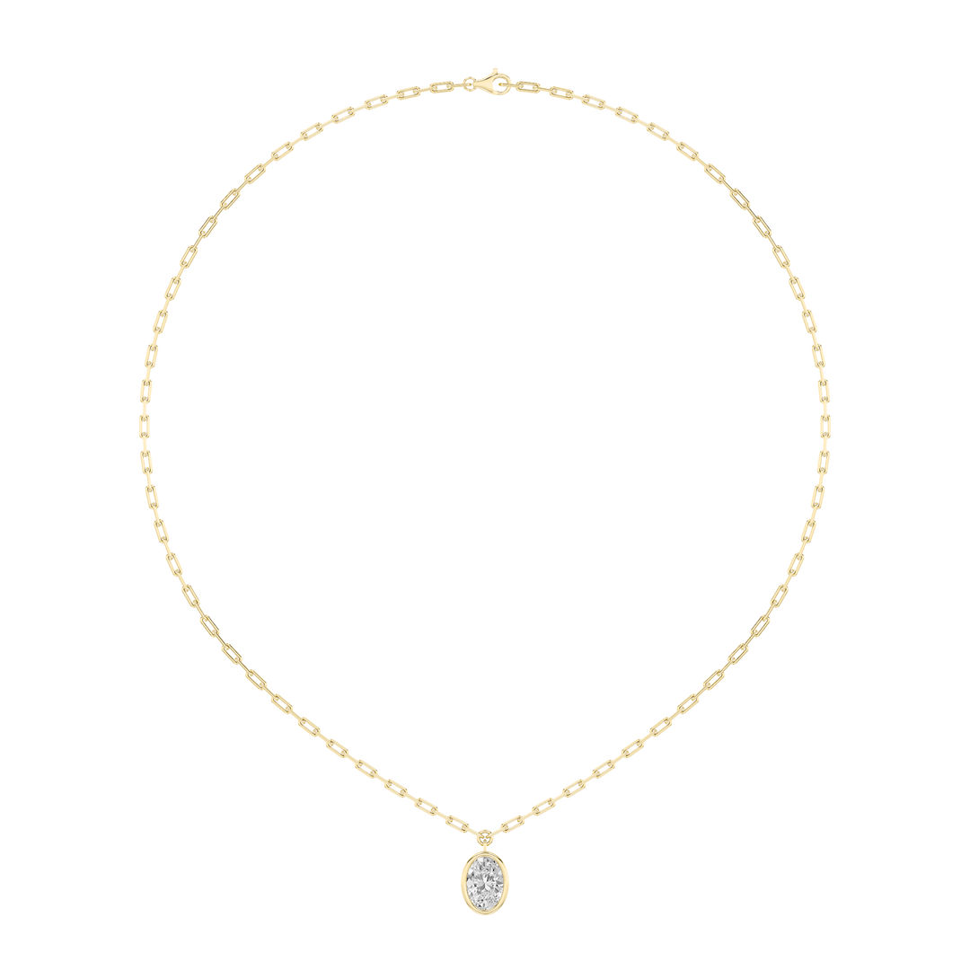 14KY 2ct Lab Oval Diamond Station Necklace