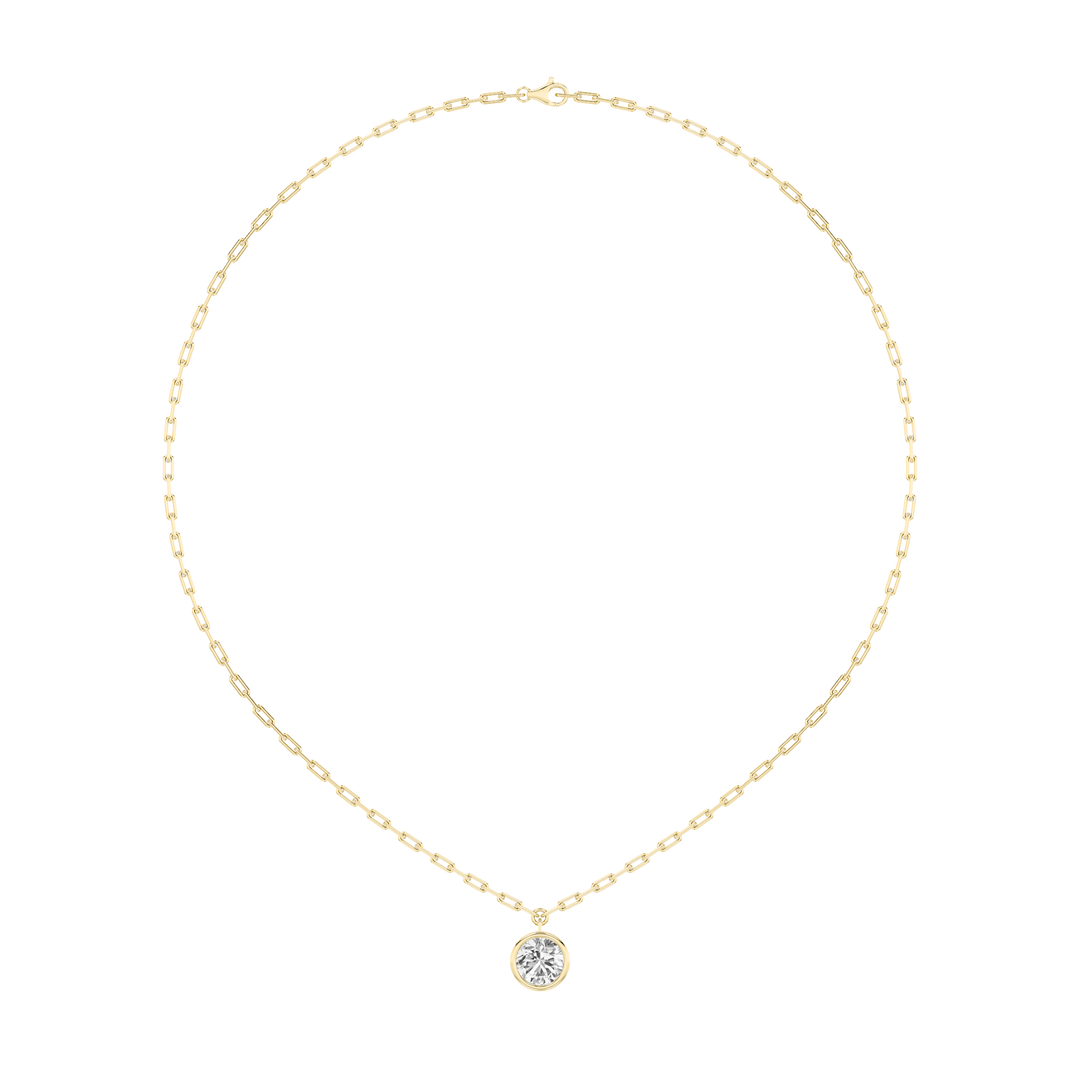 14KY 2ct Lab Diamond Solitaire Pendant Necklace