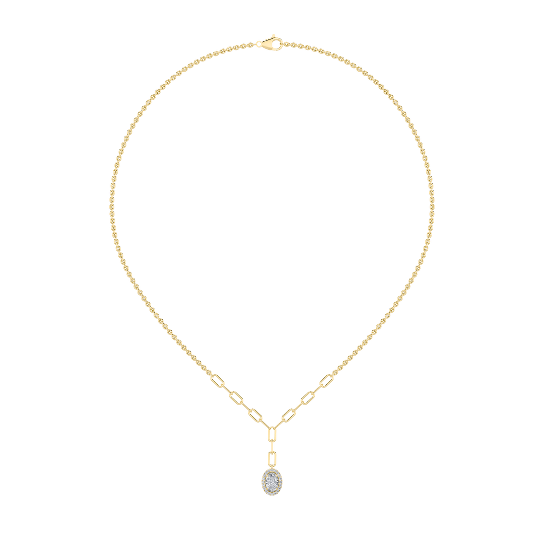 14KY 1.5ct Lab Diamond Oval Pendant Necklace