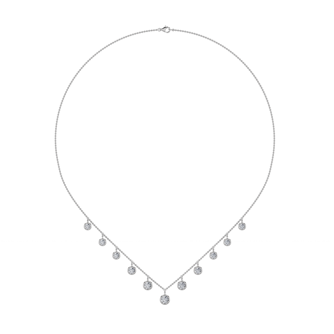 14K White Gold Lab Diamond Station Necklace 3ctw