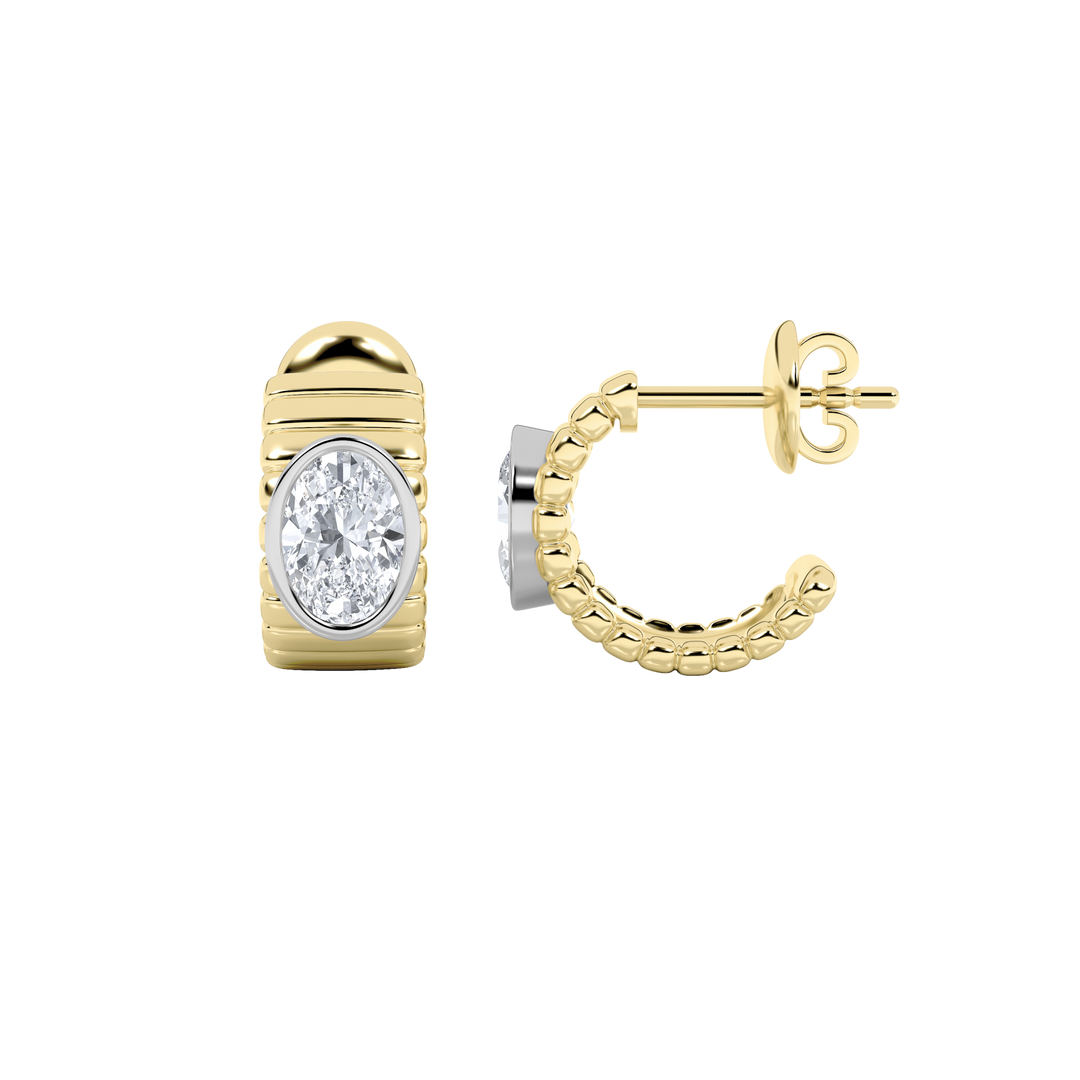 14K WY 2ct Lab Diamond Oval Hoop Earrings