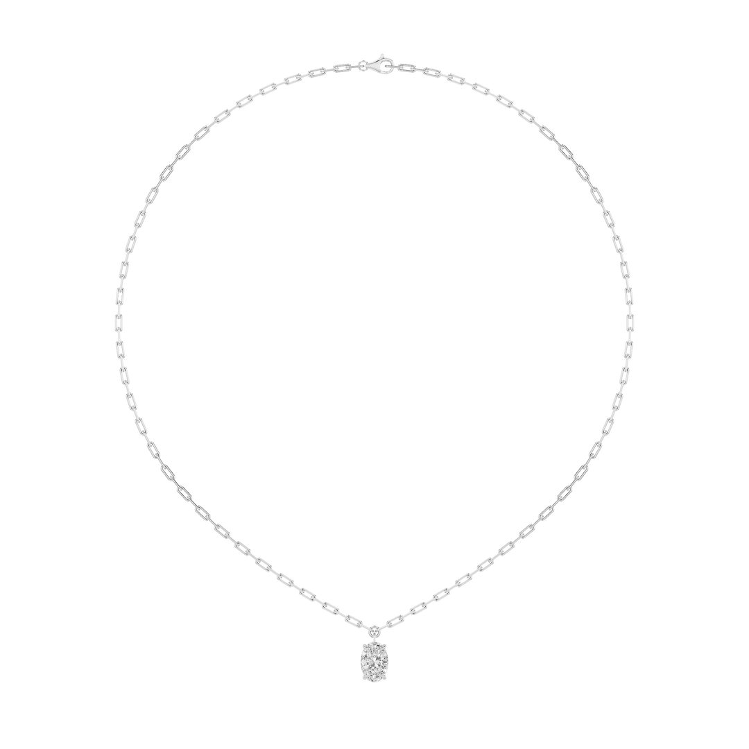 14KW 2ct Lab Diamond Oval Pendant Necklace