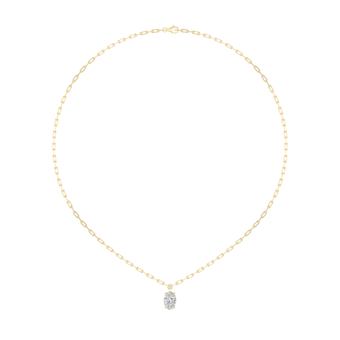 14KY 2ct Lab Diamond Oval Pendant Necklace