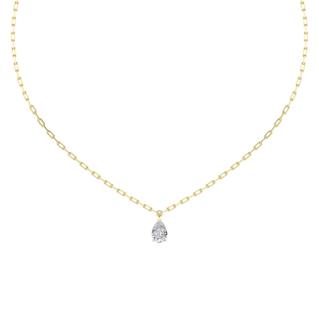 14KY 2ct Lab Diamond Solitaire Pendant Necklace
