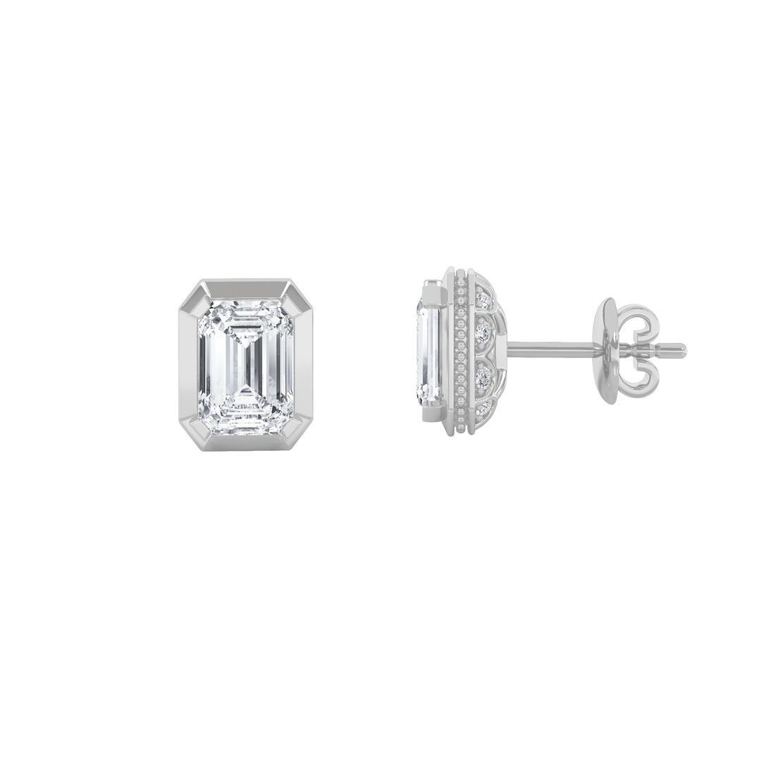 14KW 3ct Lab Diamond Halo Stud Earrings