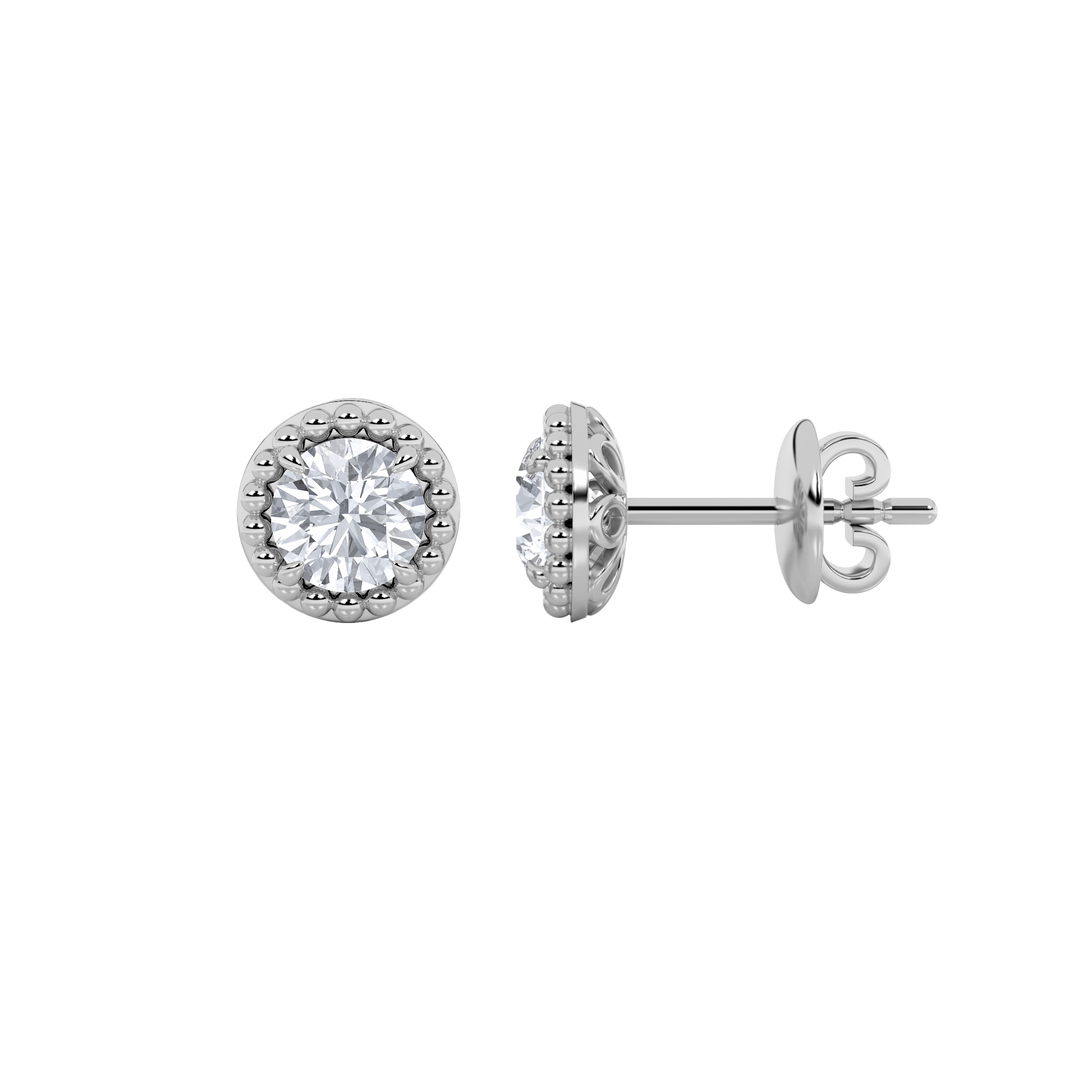 14KW 2ct Lab Diamond Halo Stud Earrings