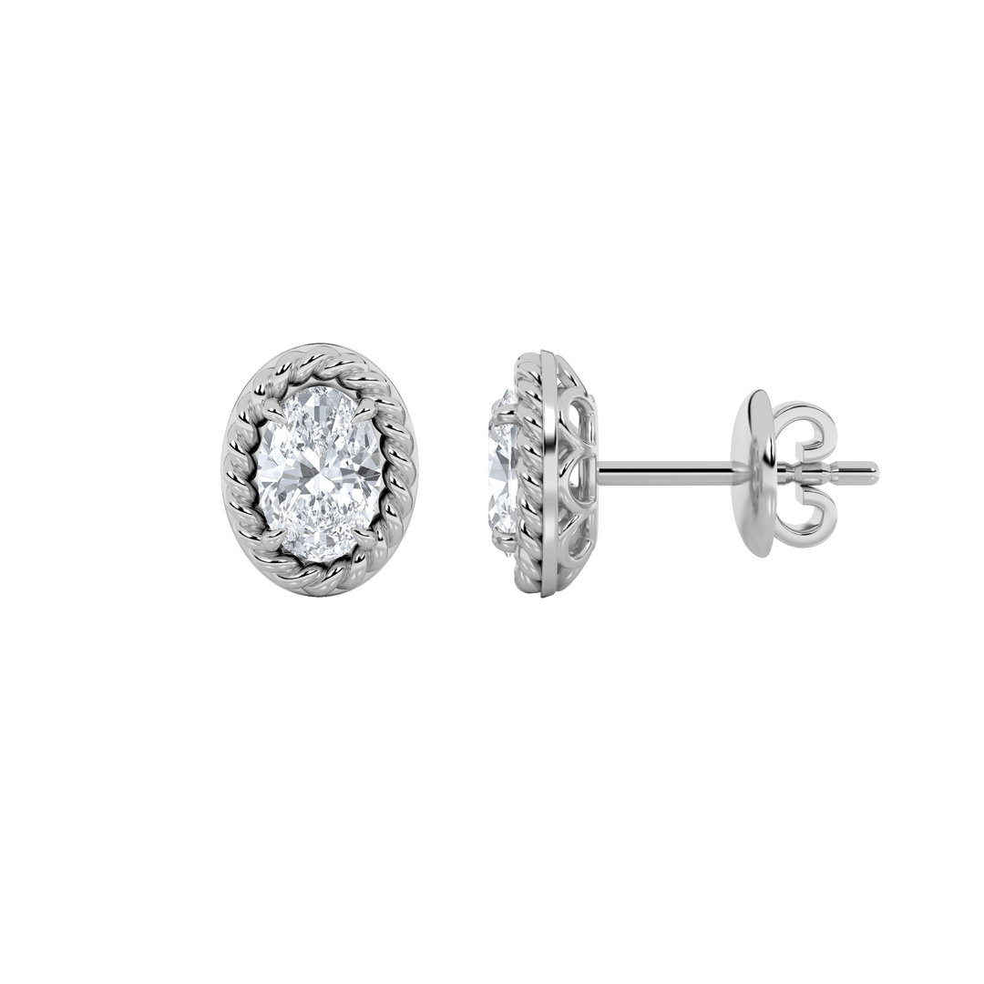 14KW 2ct Lab Diamond Oval Stud Earrings