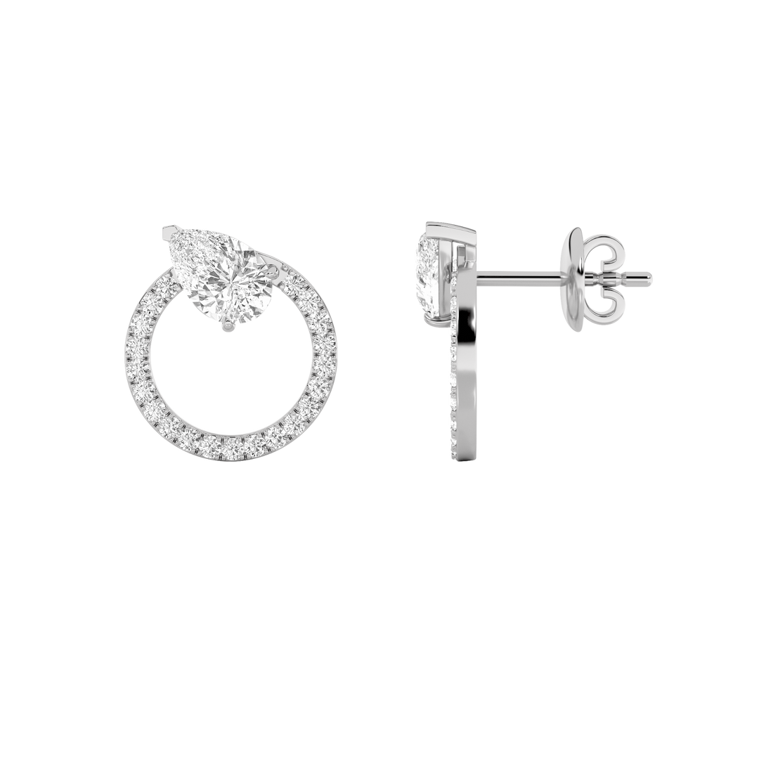 14K White Gold Lab Diamond Pear Stud Earrings 2ctw