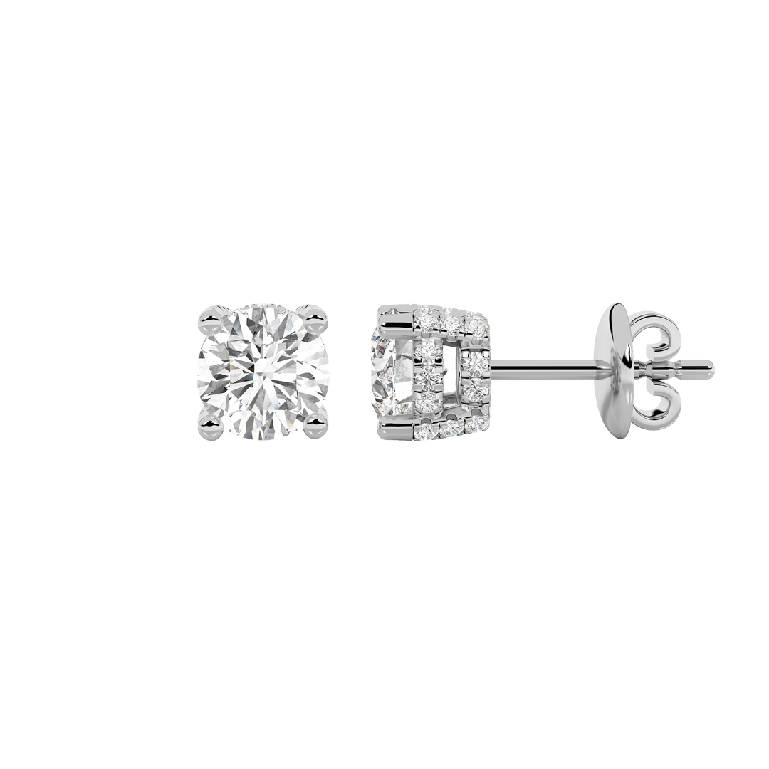 14KW 2.5ctw Lab Diamond Halo Stud Earrings