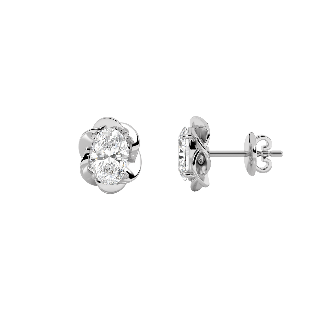 14KW 2ct Oval Lab Diamond Stud Earrings