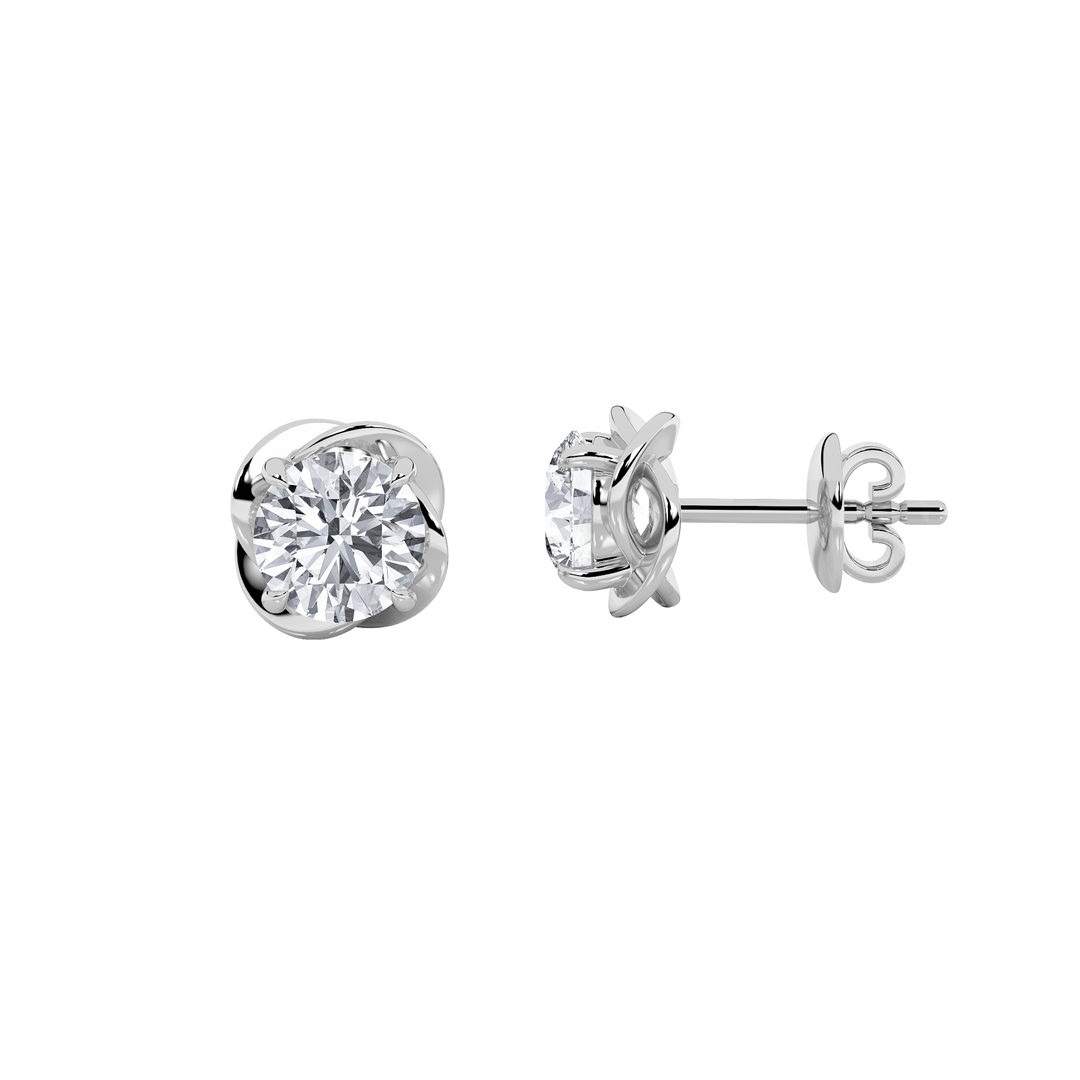 14K White Gold Lab Diamond Stud Earrings 2ctw