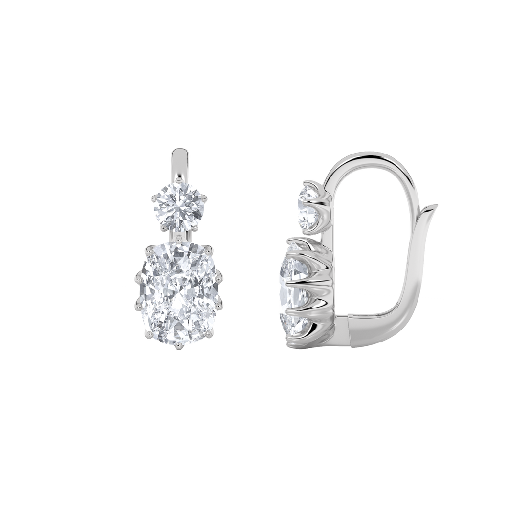 14KW 3.5ct Lab Diamond Leverback Earrings F+VS+
