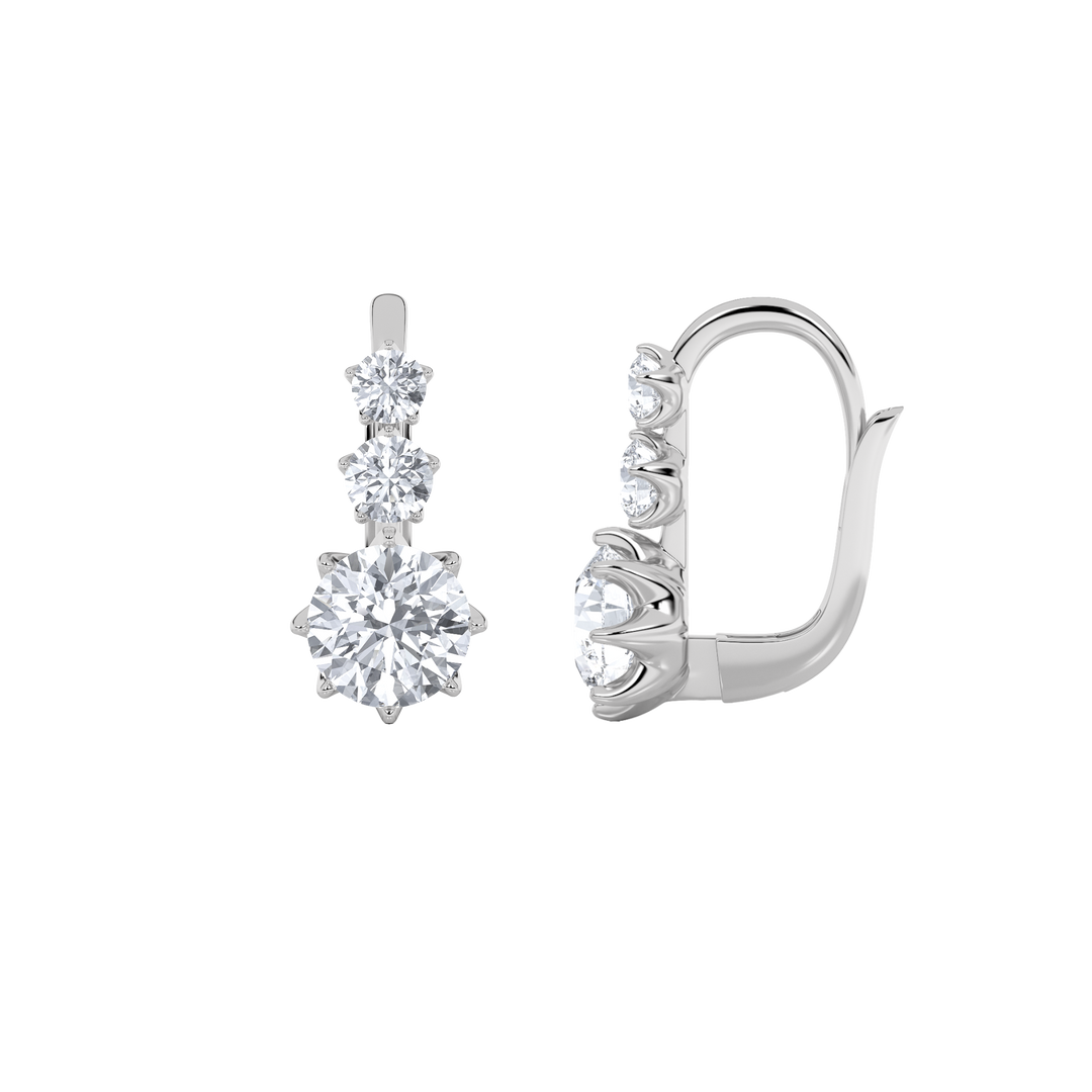 14KW 2.5ct Lab Diamond F+ VS+ Leverback Earrings