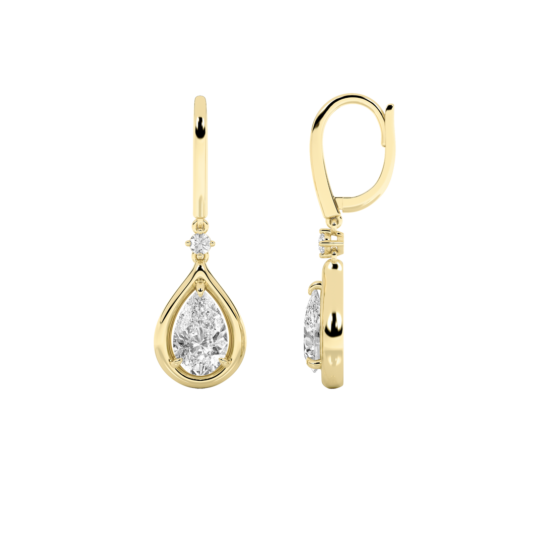 14KY 2ct Lab Diamond Leverback Earrings F/VS+ Precision Cut