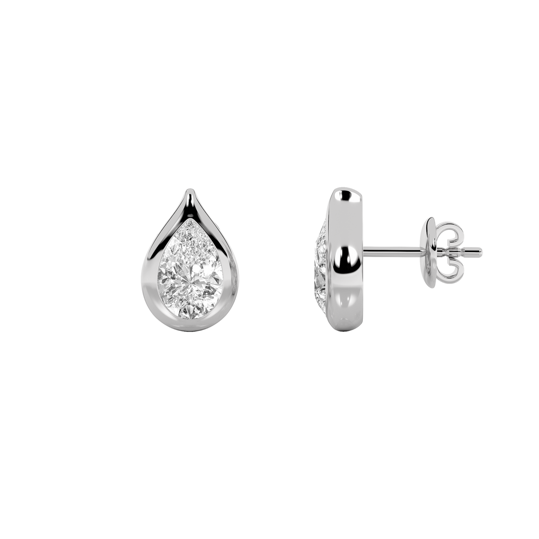 14KW 2ct Lab Diamond Princess Stud Earrings