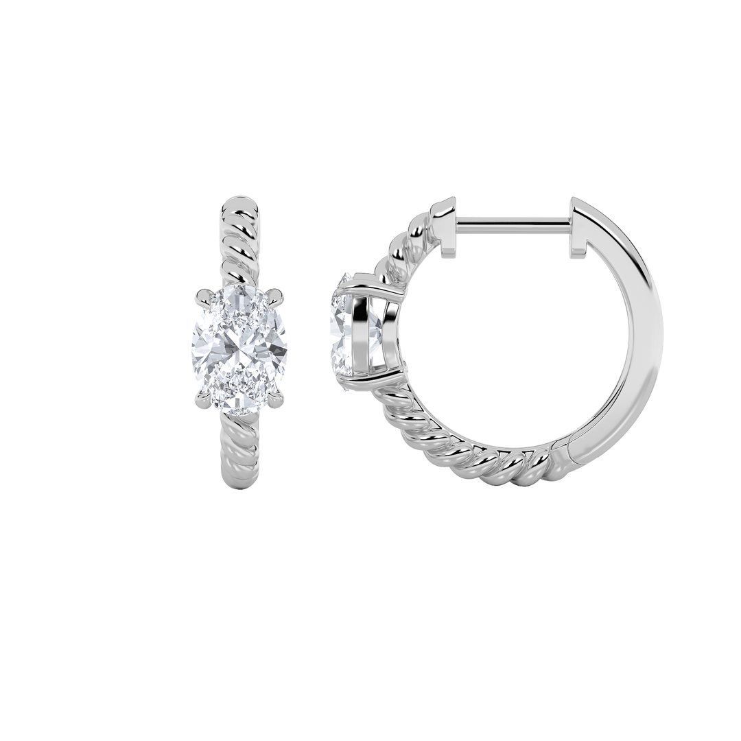 14KW Lab Diamond Oval Huggie Earrings 1ctw