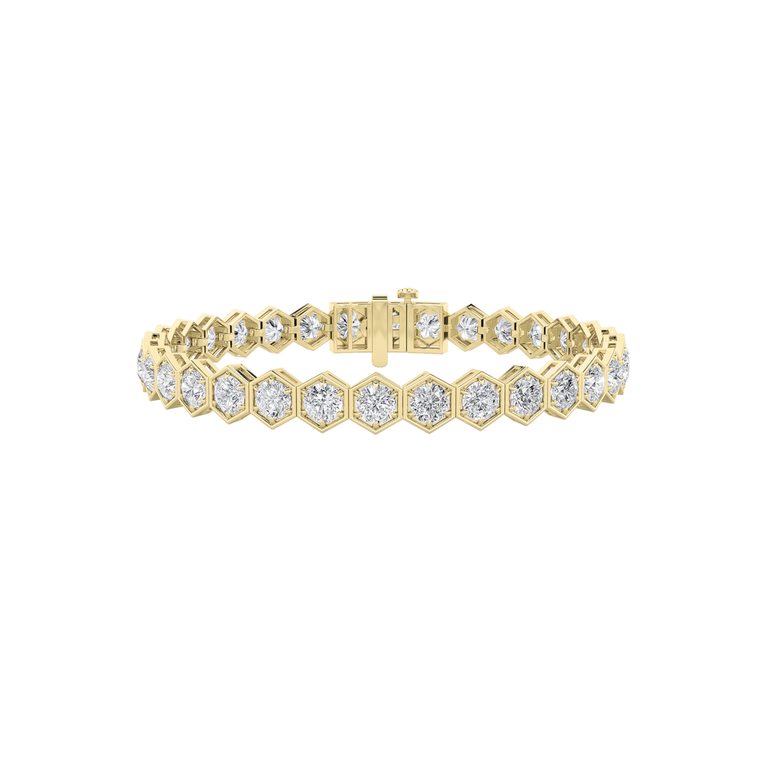14K Yellow Gold 10ctw Lab Diamond Tennis Bracelet 7""