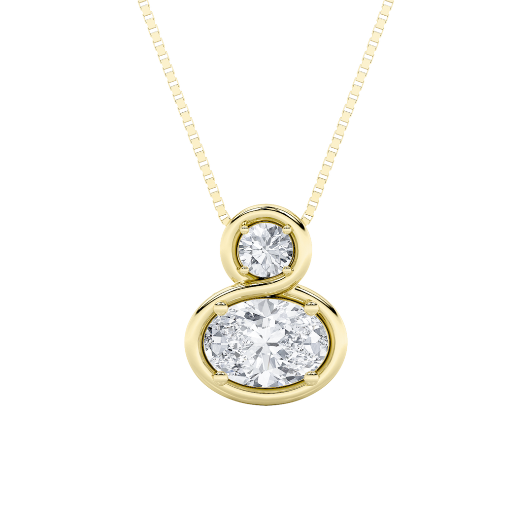 14KY 1ct Lab Diamond Oval Pendant F+VS+ Contemporary